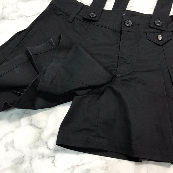マークアンドロナ ゴルフスカート　キュロット　黒プリーツ スカル 日本製 S