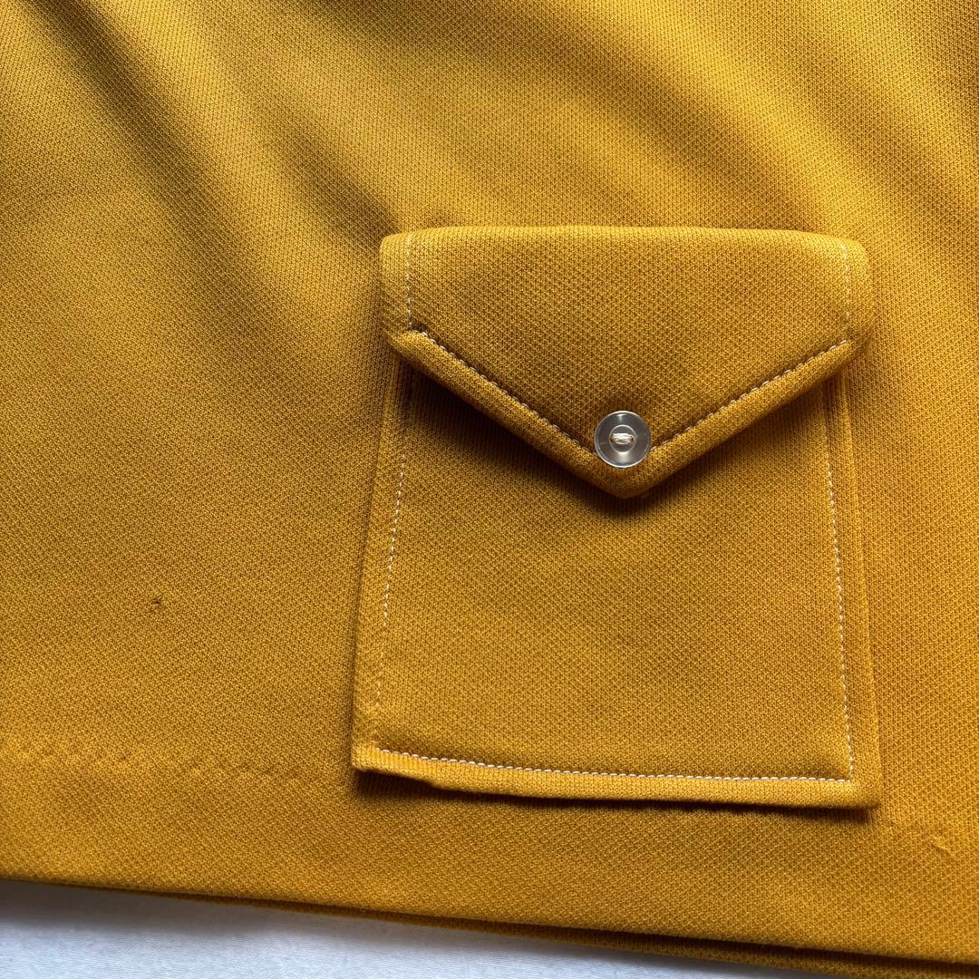 ANGEL TOWN ハーフジップ　ボーリングシャツ　イエロー　刺繍　サイズ38