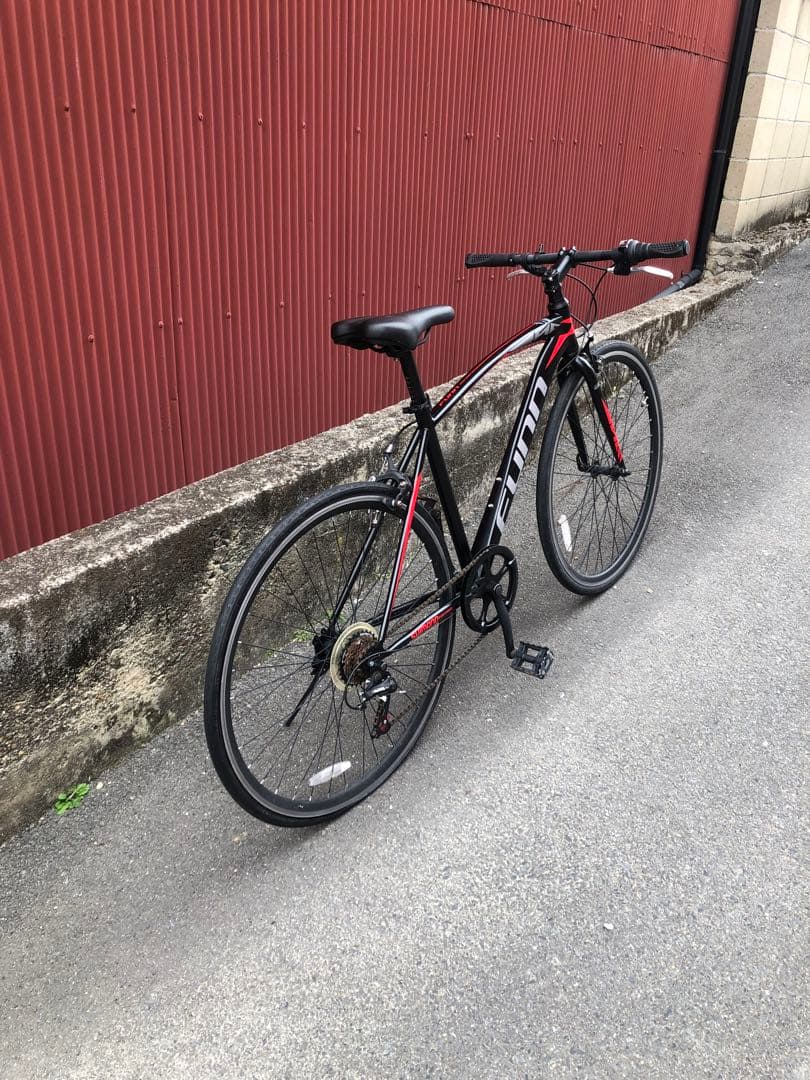 【京都発】クロスバイク　黒赤カラー　外装６段変速　すぐに乗り出し可能