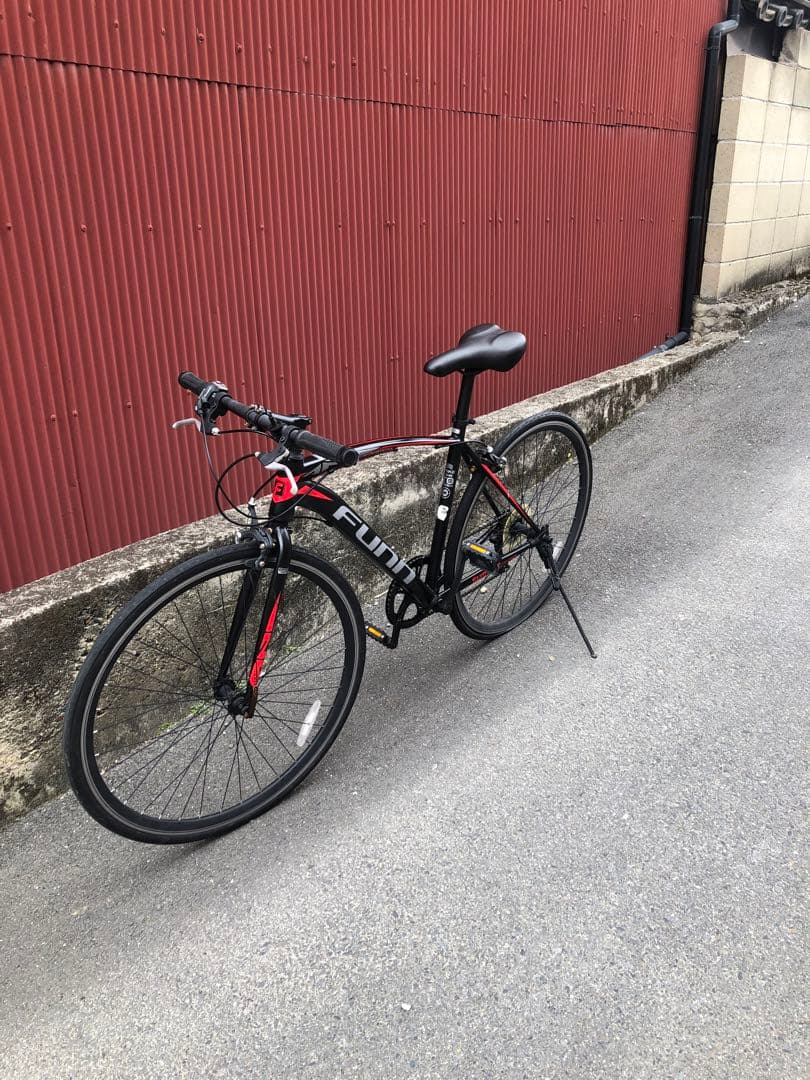 【京都発】クロスバイク　黒赤カラー　外装６段変速　すぐに乗り出し可能