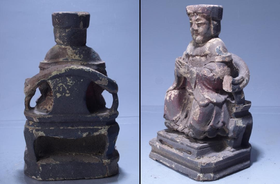 清時代骨董仏像　民間仕入れ品　木制の観音様像※激安骨董品 I0976A1-2