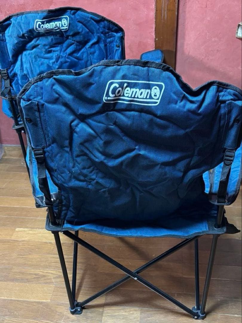Coleman クーラー付きクアッドチェアネイビー 折りたたみチェア 2脚セット