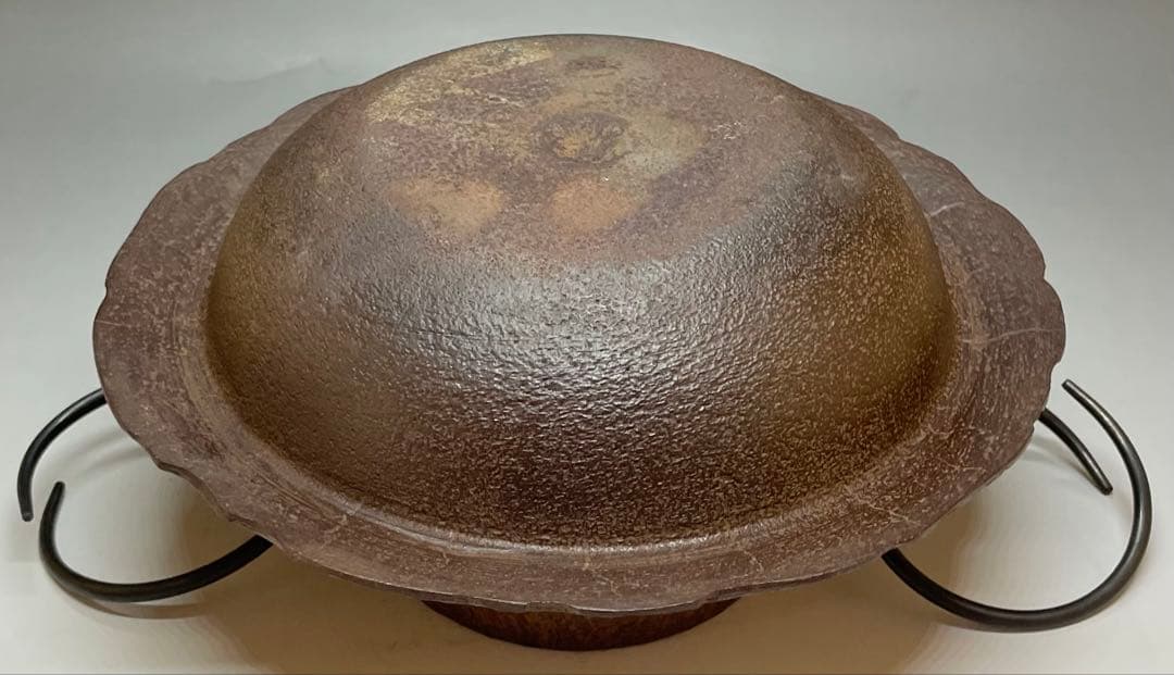 人間国宝　佐藤浄清　茶釜　雪景地紋　富士釜　釜釻　共箱　X803