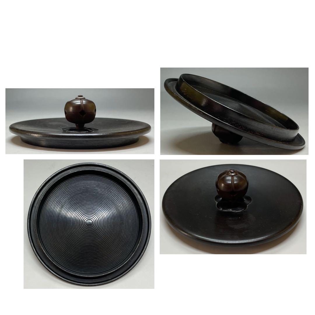 人間国宝　佐藤浄清　茶釜　雪景地紋　富士釜　釜釻　共箱　X803