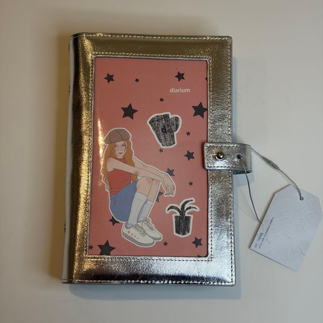 バインダー　シルバー　リボン　チャーム付き　A6