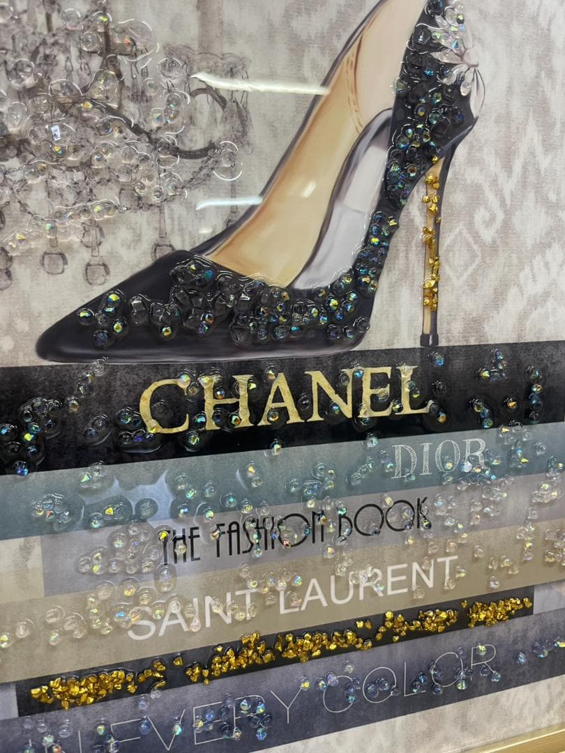 水晶絵　アートパネル　オマージュアート　ブランド　ファッション　絵画　絵　壁掛け