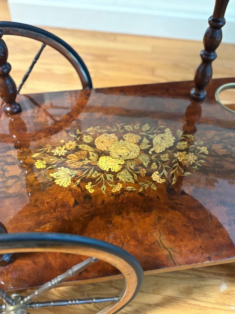 イタリア キッチンワゴン 象嵌 ヴィンテージ バタフライ