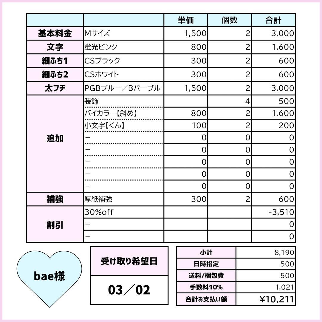 baeページ♡ネームボード うちわ文字 連結文字パネル オーダー