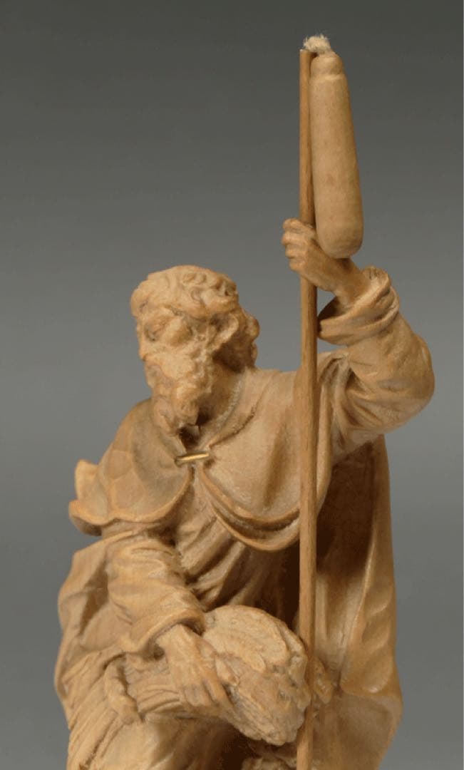 【木彫・聖イシドロ像　ガラスドーム入り 】キリスト教美術　聖人像