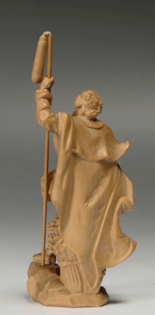 【木彫・聖イシドロ像　ガラスドーム入り 】キリスト教美術　聖人像