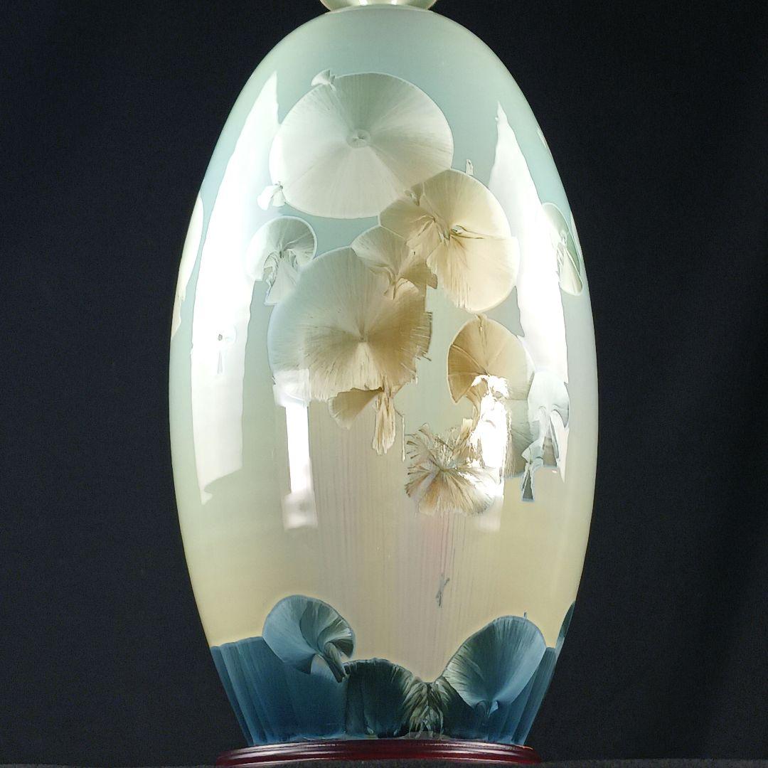 Y2596 中国美術 漢聲窯 林三江 結晶釉 神秘彩 壷 唐木台 箱