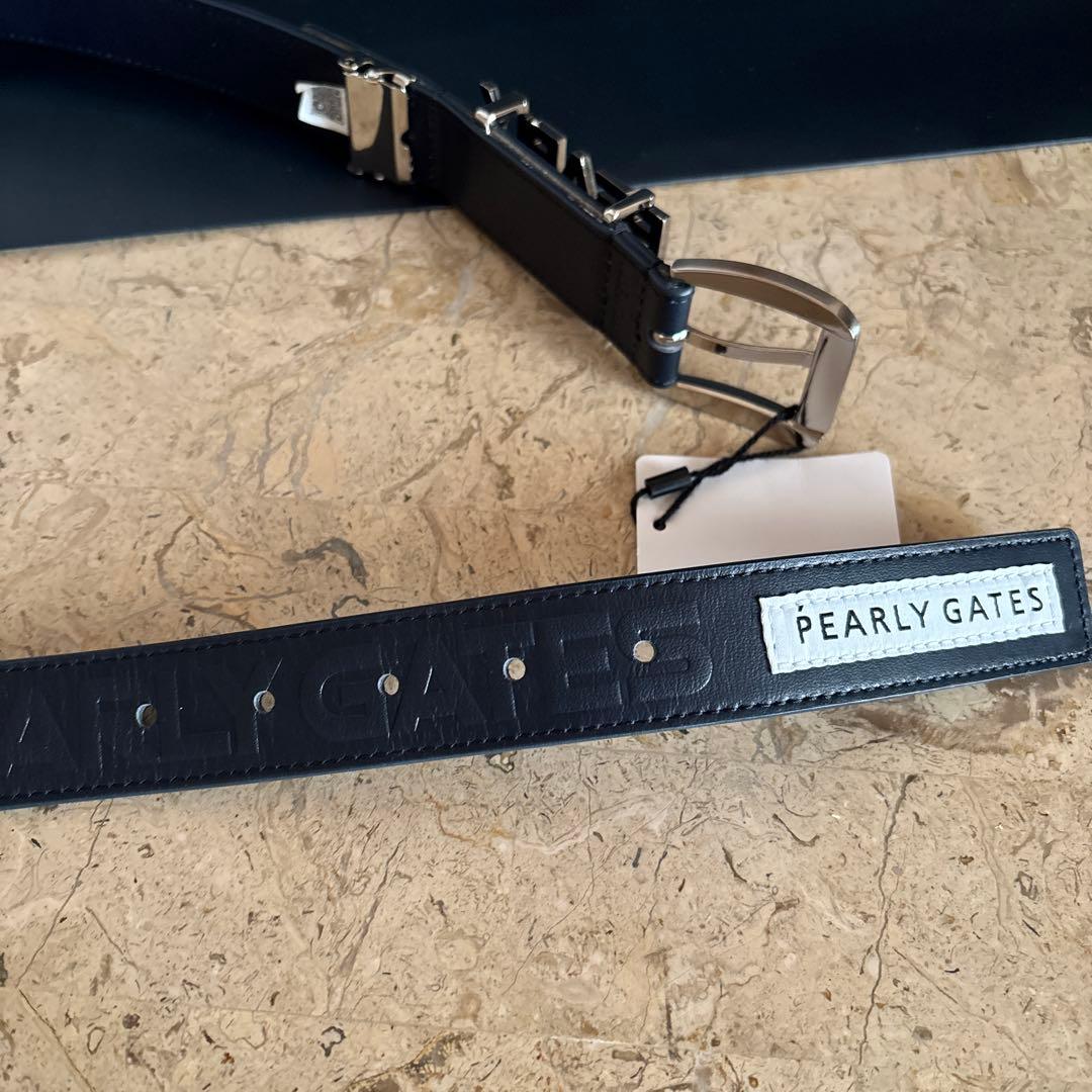 パーリーゲイツ　PEARLY GATES レザーベルト　白　ネイビー　紺　 L
