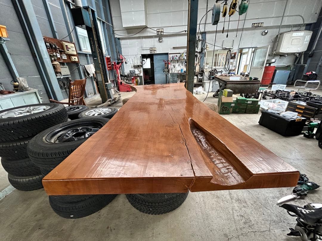 【天然梅の木一枚板】横172cm 光沢仕上げ 無垢材 看板 カウンター 店舗什器