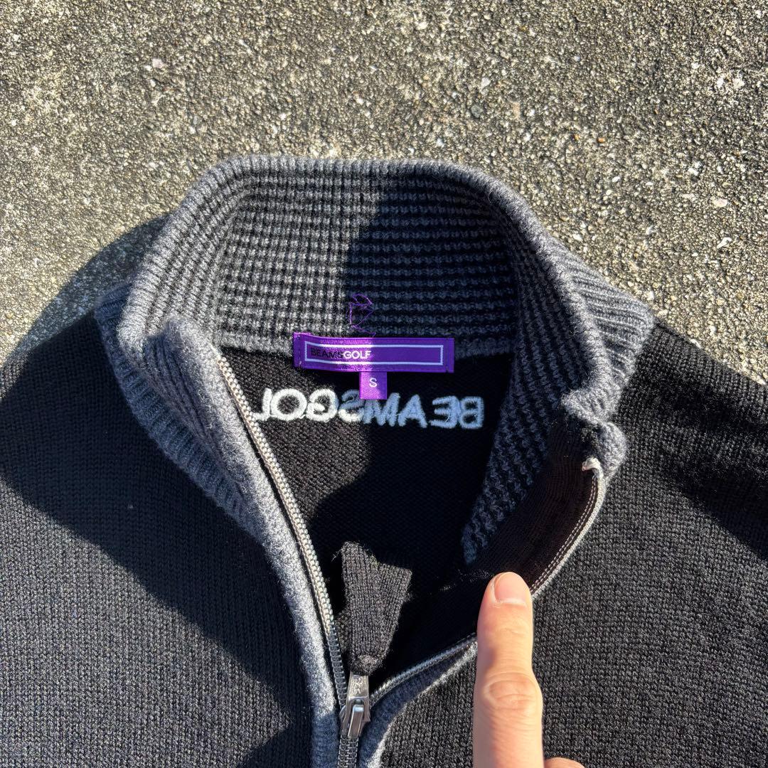 美品 BEAMS GOLF ダブルジップ ドライバーズニット 刺繍ロゴ 高級