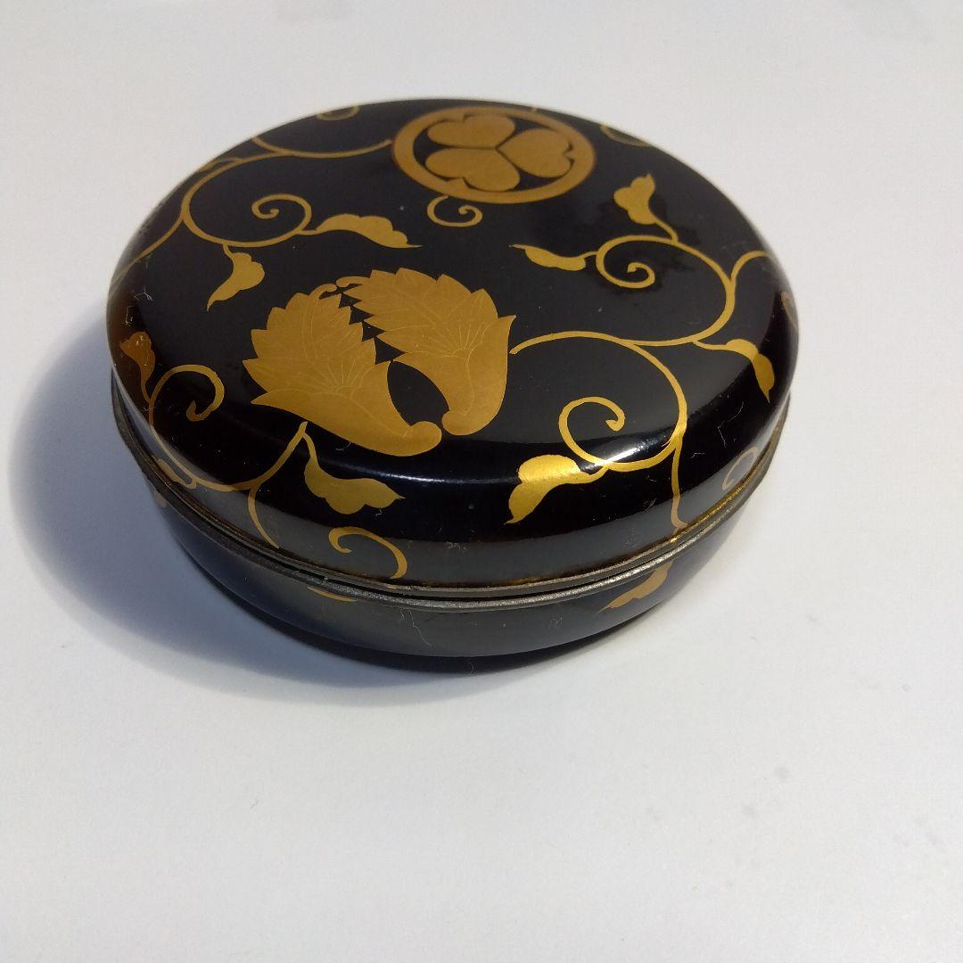 京都　蒔絵　香合　共箱　漆器　天然木　内金泊　合わせ銀輪造り