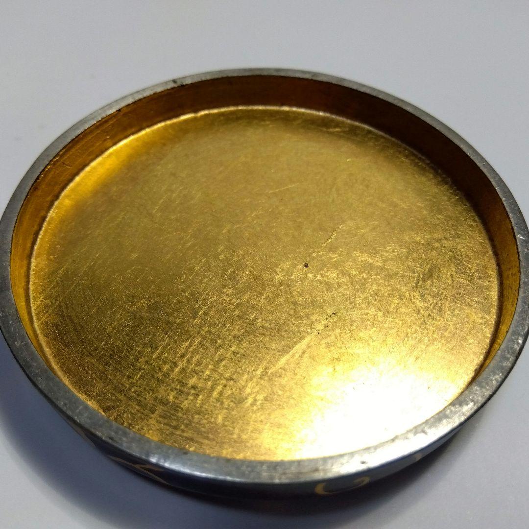 京都　蒔絵　香合　共箱　漆器　天然木　内金泊　合わせ銀輪造り