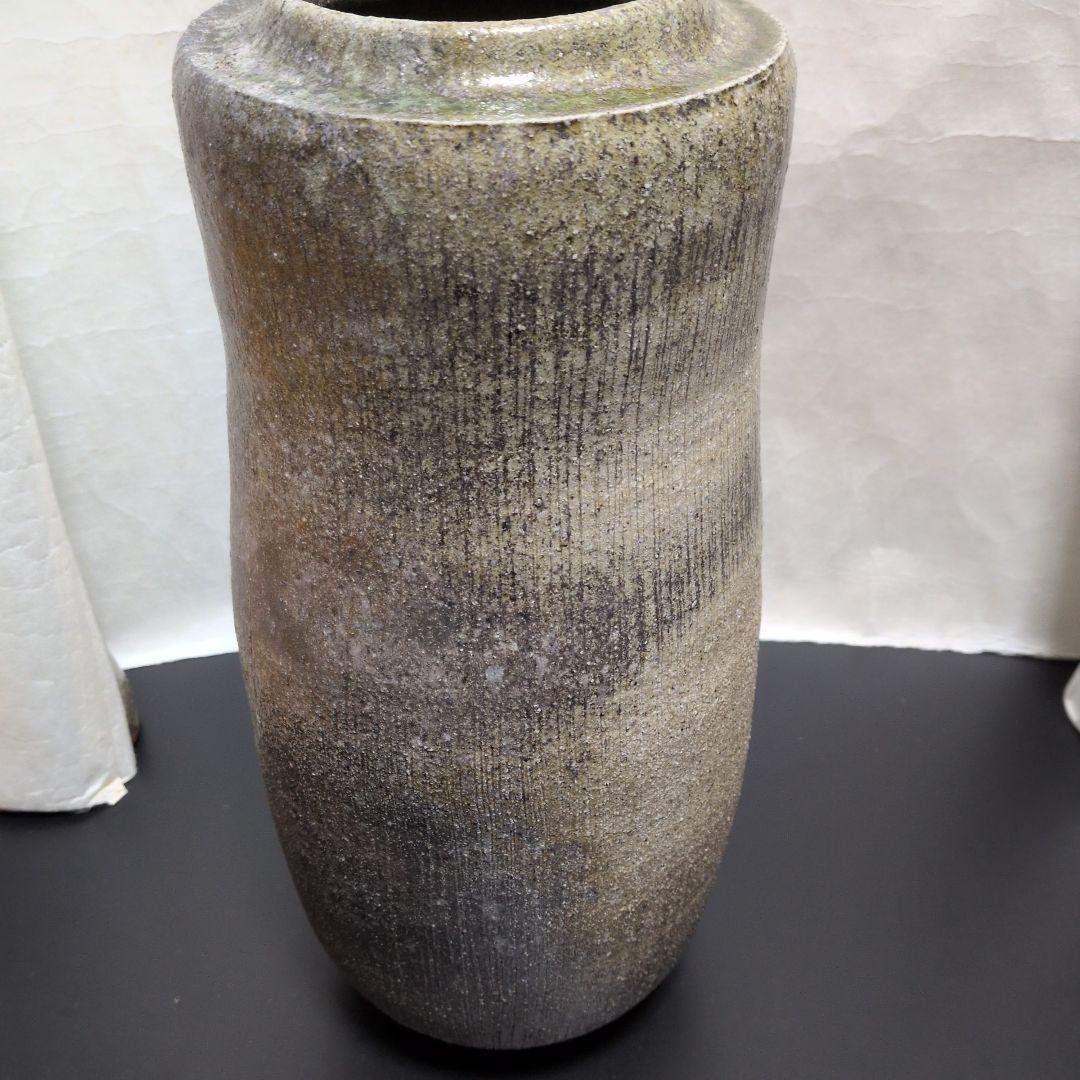 【灰釉　窯変長壺】みきお