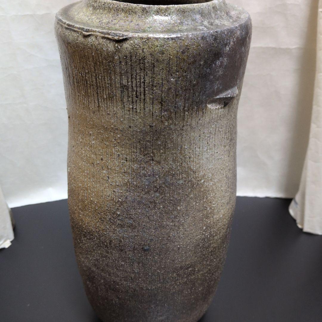 【灰釉　窯変長壺】みきお