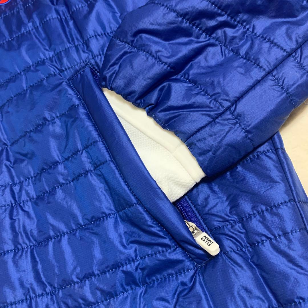 PEARLY GATES リバーシブル中綿ジャケット／ベスト、白／青、サイズ６