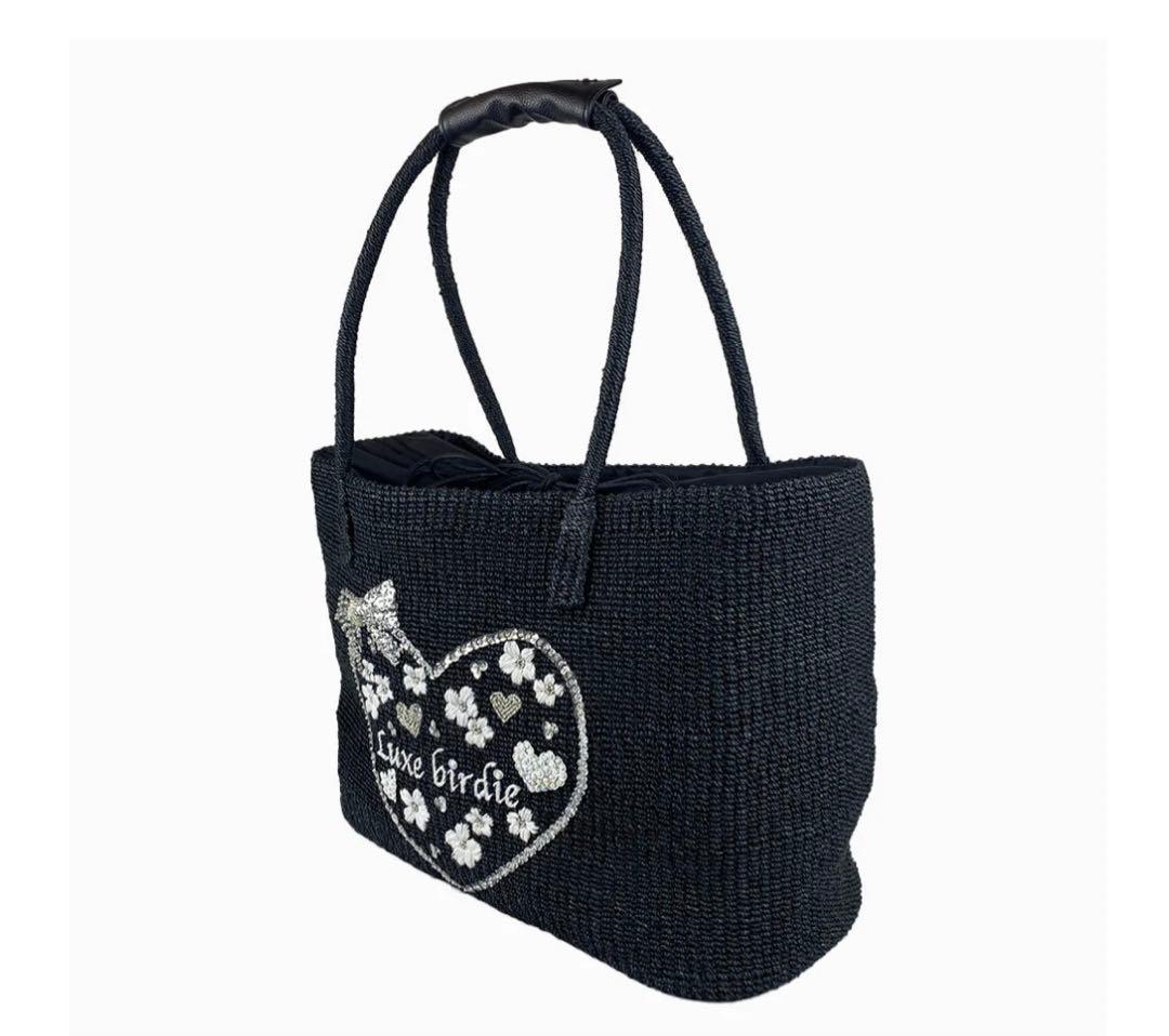 【新品タグ付】luxebirdieリュクスバーディキャリーバッグナチュール黒刺繍