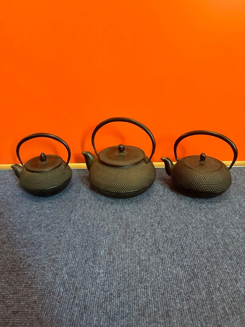 1905 南部鉄器　鉄瓶　3客