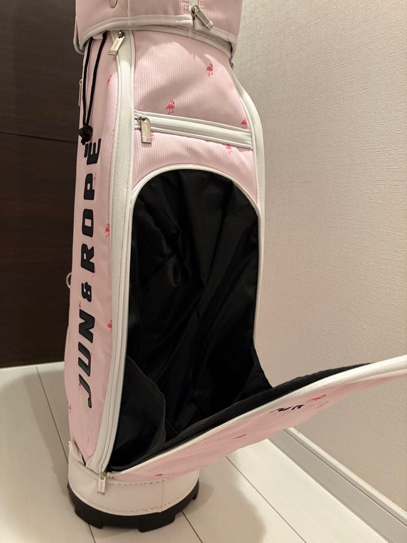 【可愛い】JUN & ROPE ゴルフバッグ フラミンゴ柄 ピンク 美品
