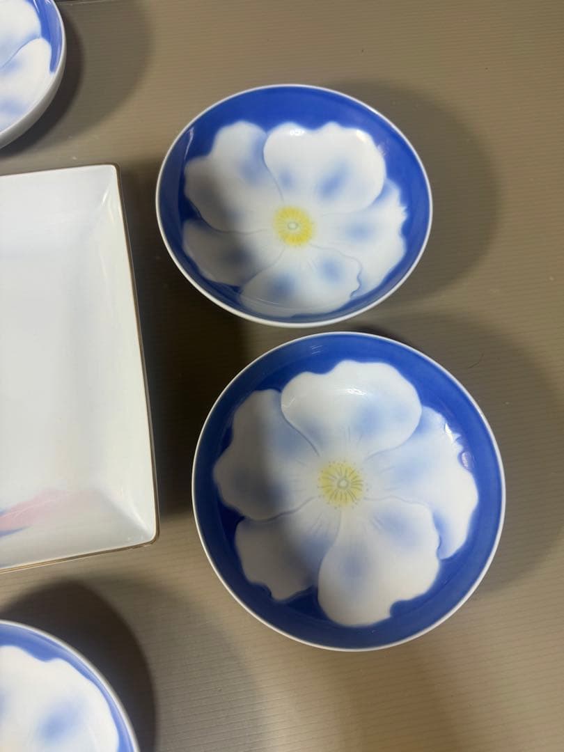 2520 深川製磁　スノーローズ皿5客　方皿1客