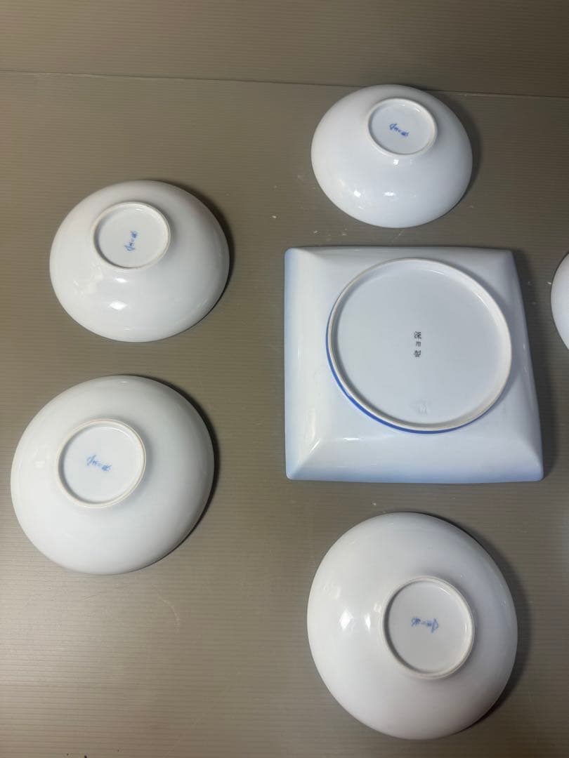 2520 深川製磁　スノーローズ皿5客　方皿1客