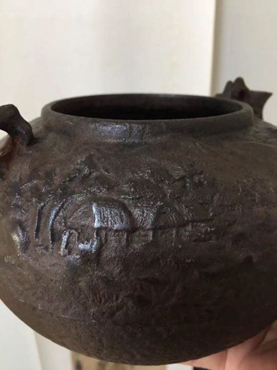 鉄瓶 亀文堂造 銀摘 銀象嵌 明治期