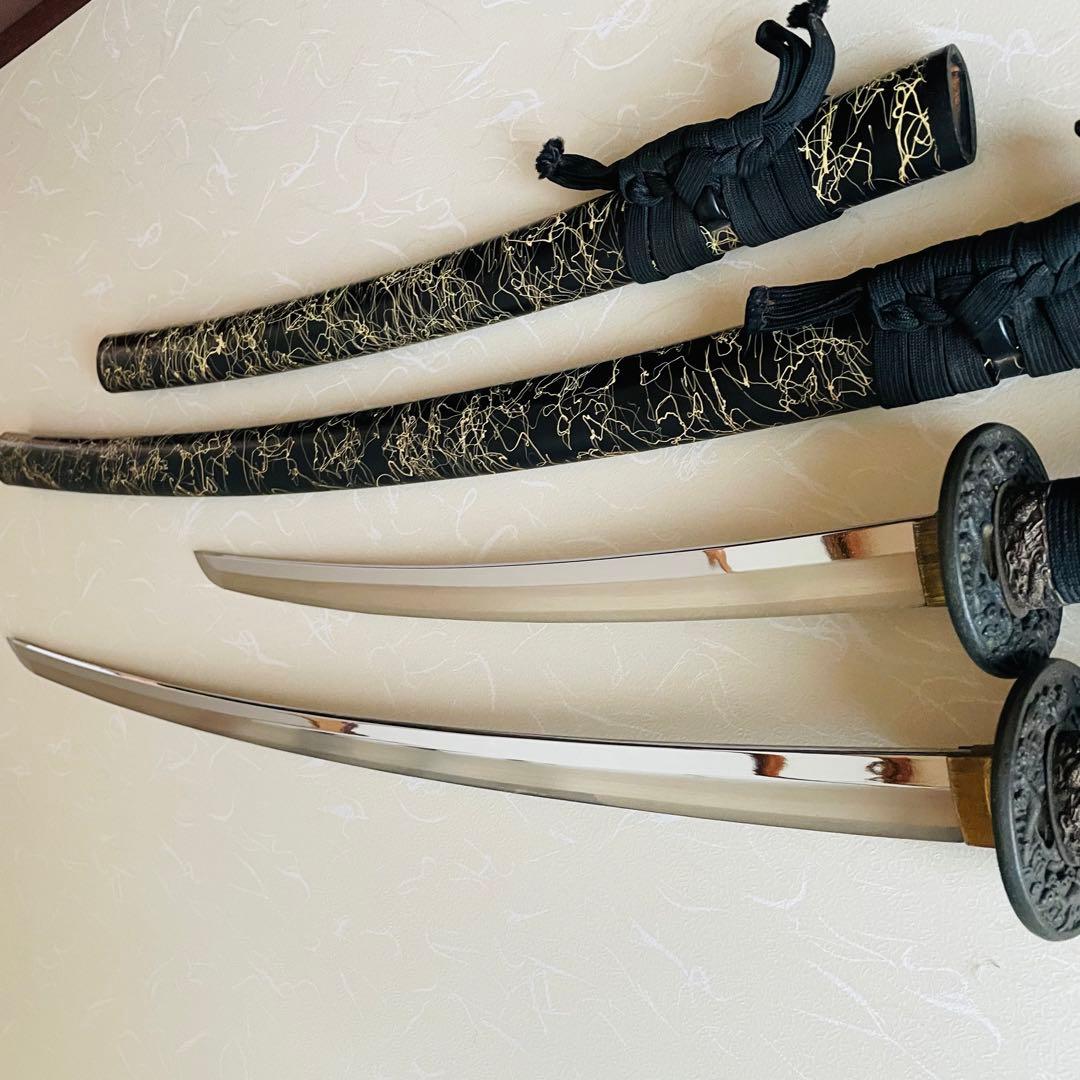 模造刀 日本刀 武具 刀剣 居合刀 2本セット 太刀 脇差 w2