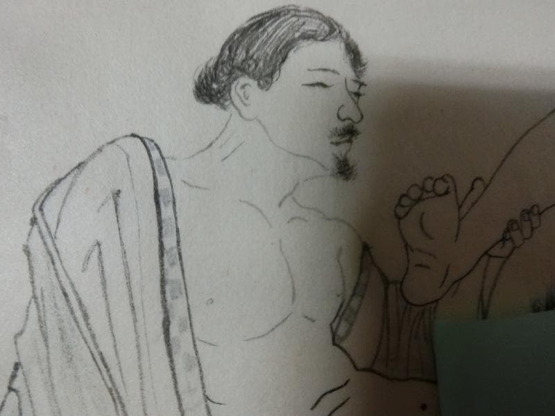 迫力の　誇張！　怒張！　大判 春画　手描き4枚　日本画 艶絵