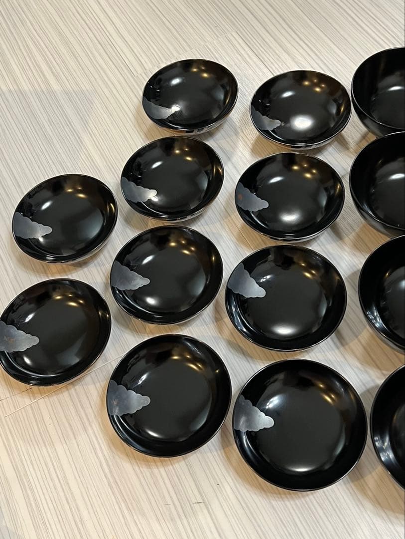 輪島塗　吸物椀　蒔絵御所車　十客揃　桐箱入