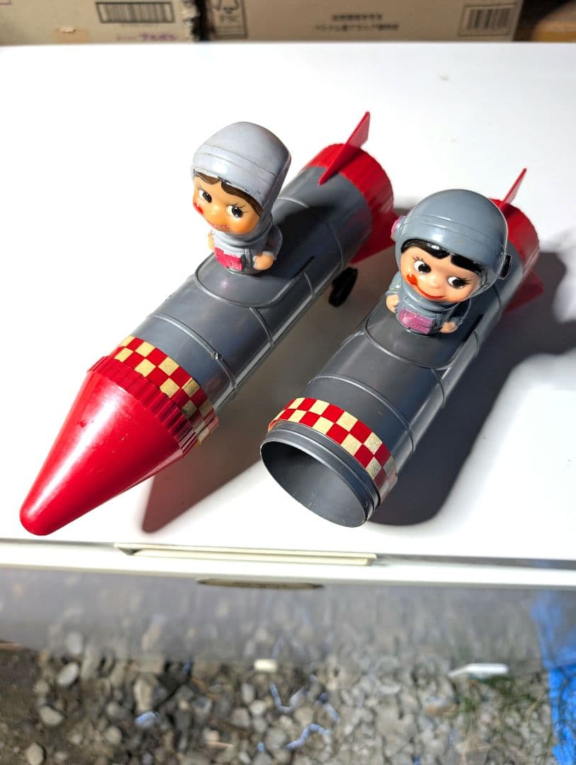 ペコちゃん ロケットカー 不二家 昭和レトロ ビンテージ ソフビ人形 当時物２品