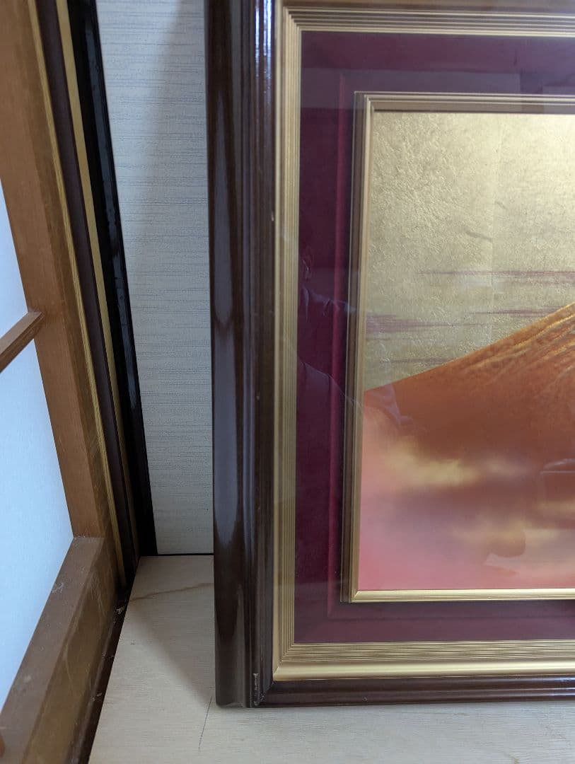 赤富士 立体 晴山 美術品 彫金画 壁掛け 縁起物