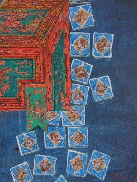 山本達郎、緑なす森、希少な画集より、新品高級額・額装付、状態良好