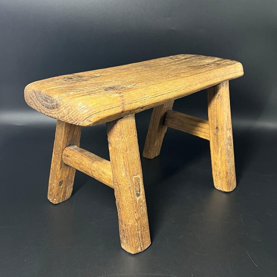 李朝 木製 小椅子 低椅子 踏み台 古民藝 古道具 朝鮮古美術 民藝 花台展示台