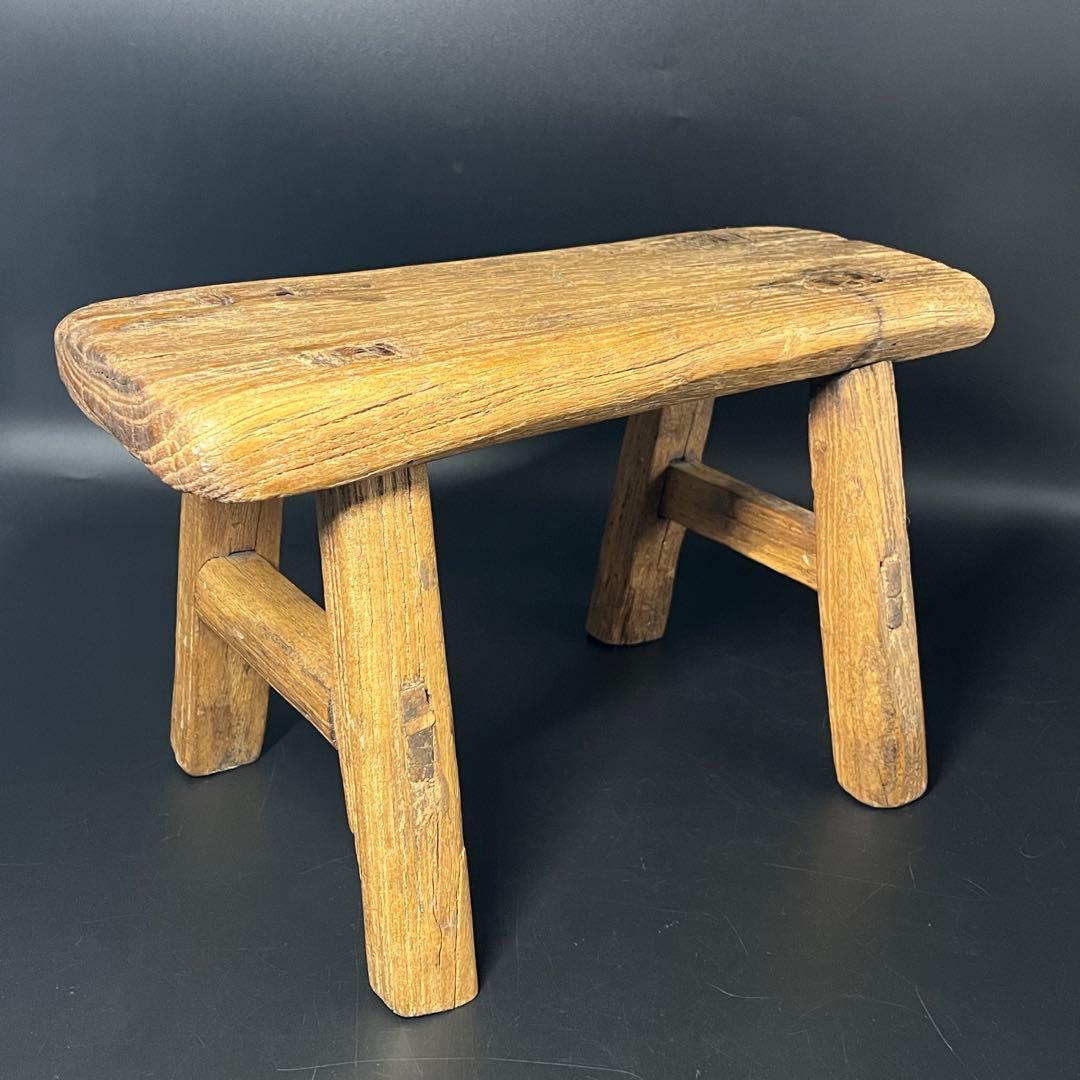 李朝 木製 小椅子 低椅子 踏み台 古民藝 古道具 朝鮮古美術 民藝 花台展示台