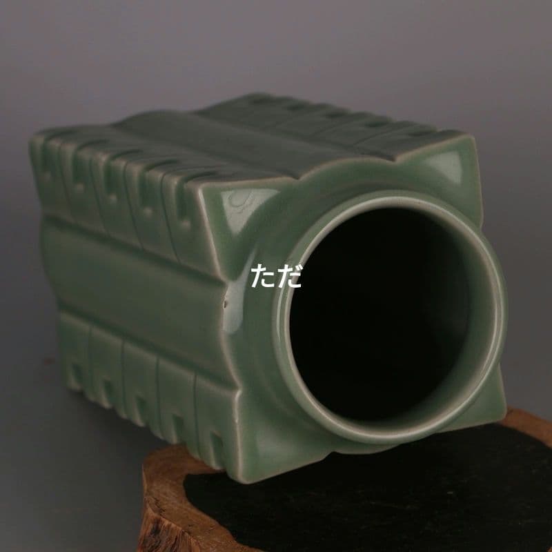 宋汝窯清涼寺開片琮式瓶 景徳鎮 陶磁器 装飾品 現代工芸品 美術品 置物