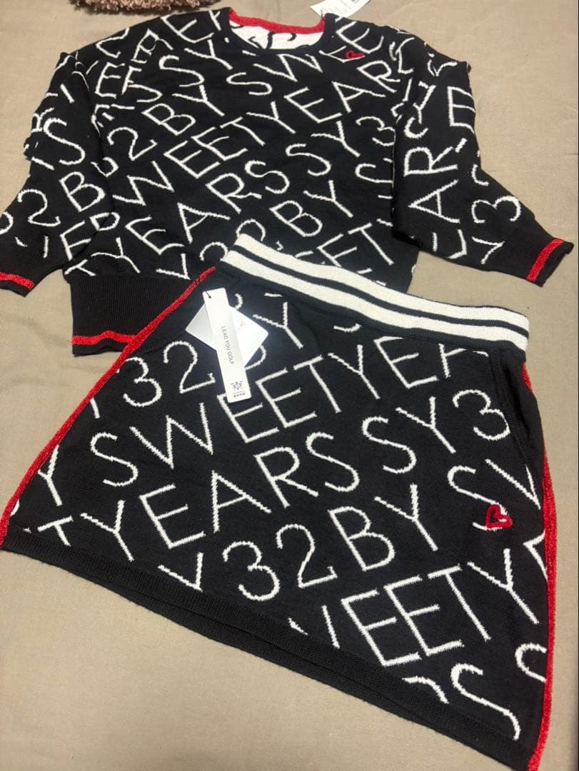 SWEETY YEARS ブラックニットセットアップ Lサイズ　新品タグ付き