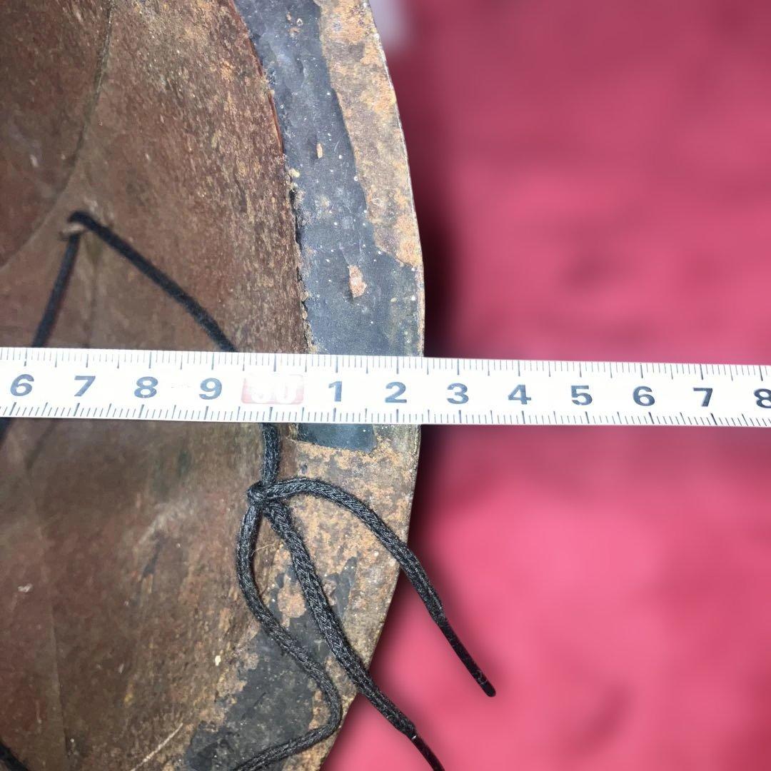 珍品　金漆丸に丸に三つ柏家紋鐵陣笠