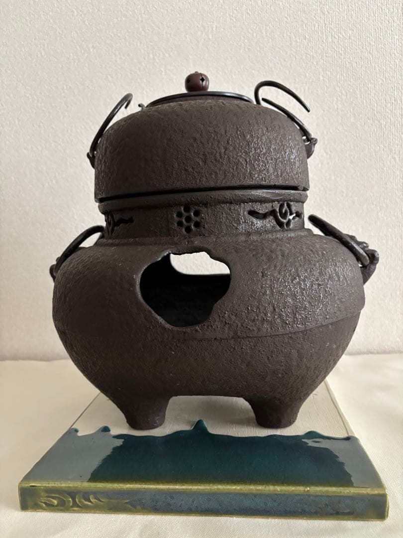 【極美品】野々田式 炭型電熱器一体型 風炉釜 敷板3点セット