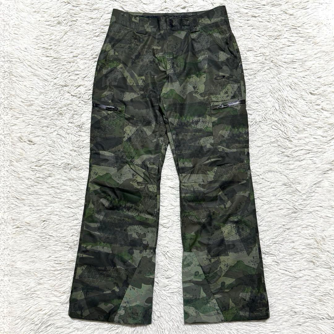 極美品 オークリー 幾何学迷彩 シェルパンツ スノーボード スキー Mサイズ