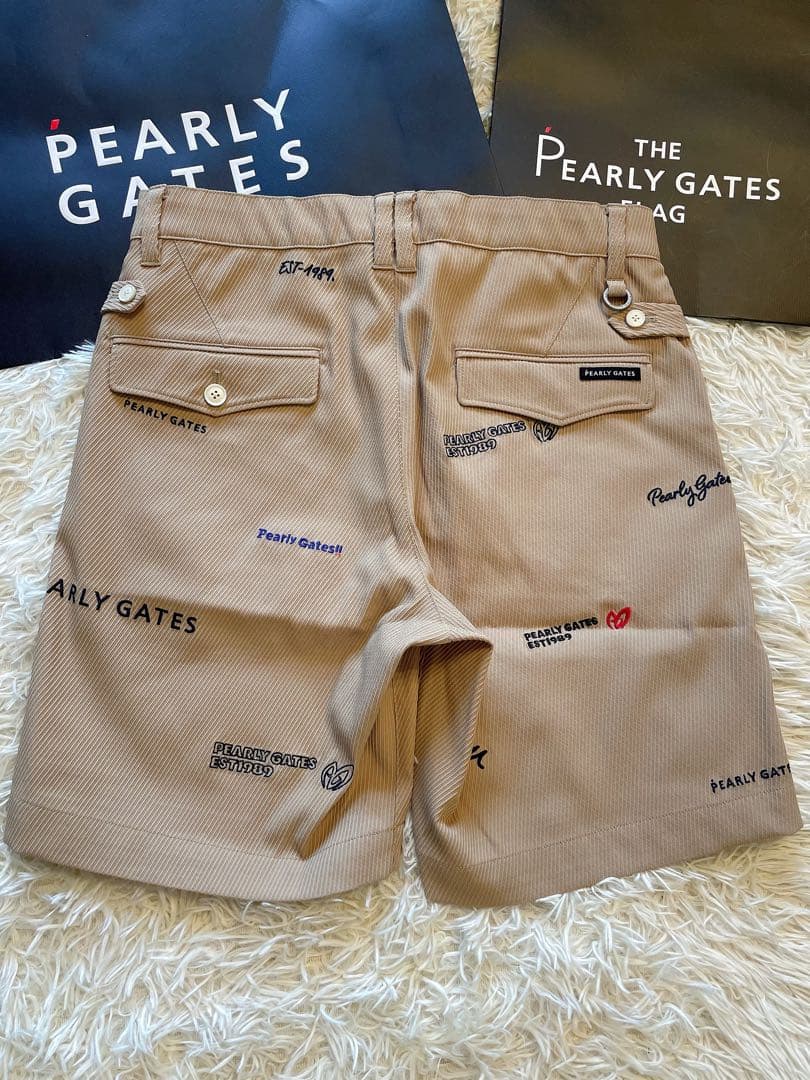 人気完売品パーリーゲイツパロディロゴ柄のカルゼジャガードショートパンツサイズ7