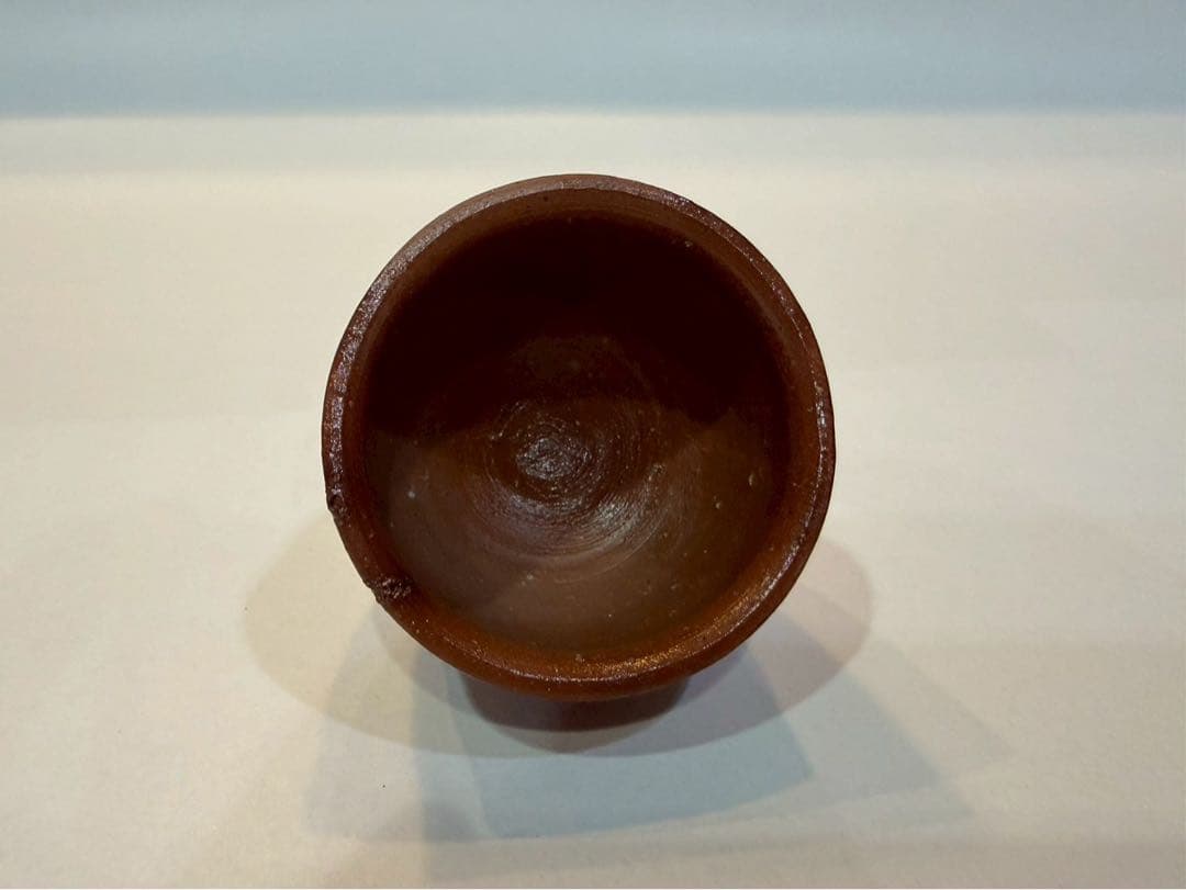 備前　人間国宝　蔵原啓作 備前緋襷　酒杯　共箱　略歴　共布付き