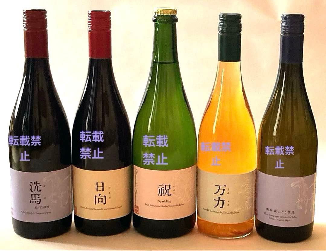 ドメーヌオヤマダ洗馬白赤2023年、祝、日向2023年万力2024年 5本セット
