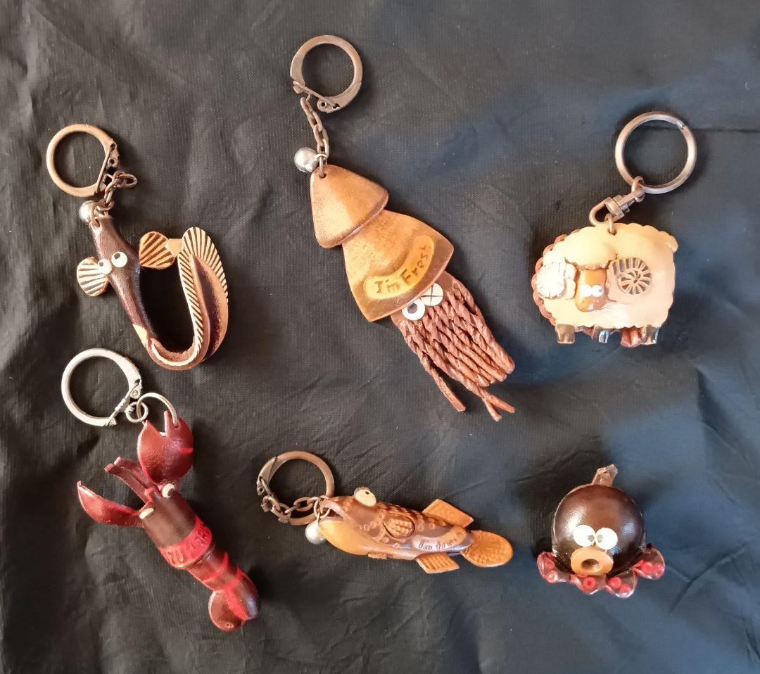 キーホルダー　本革製 魚介類など