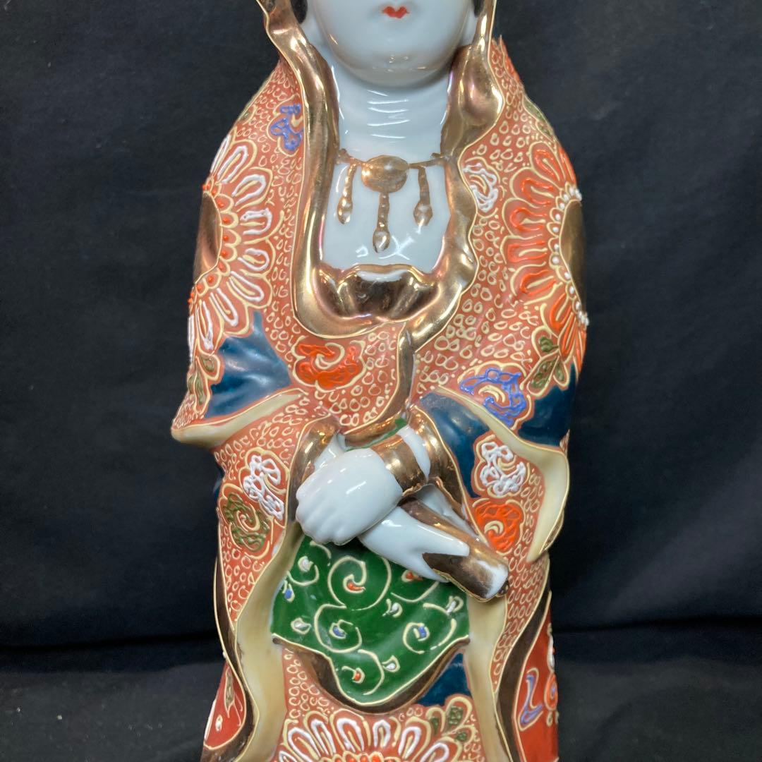 【九谷焼】観音像 九谷八幡窯 仏像 置物 金彩立像