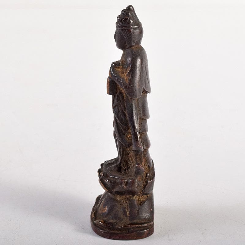 仏教美術　古銅　観音菩薩像　仏像　豆仏　懐中仏　置物　V　R8764