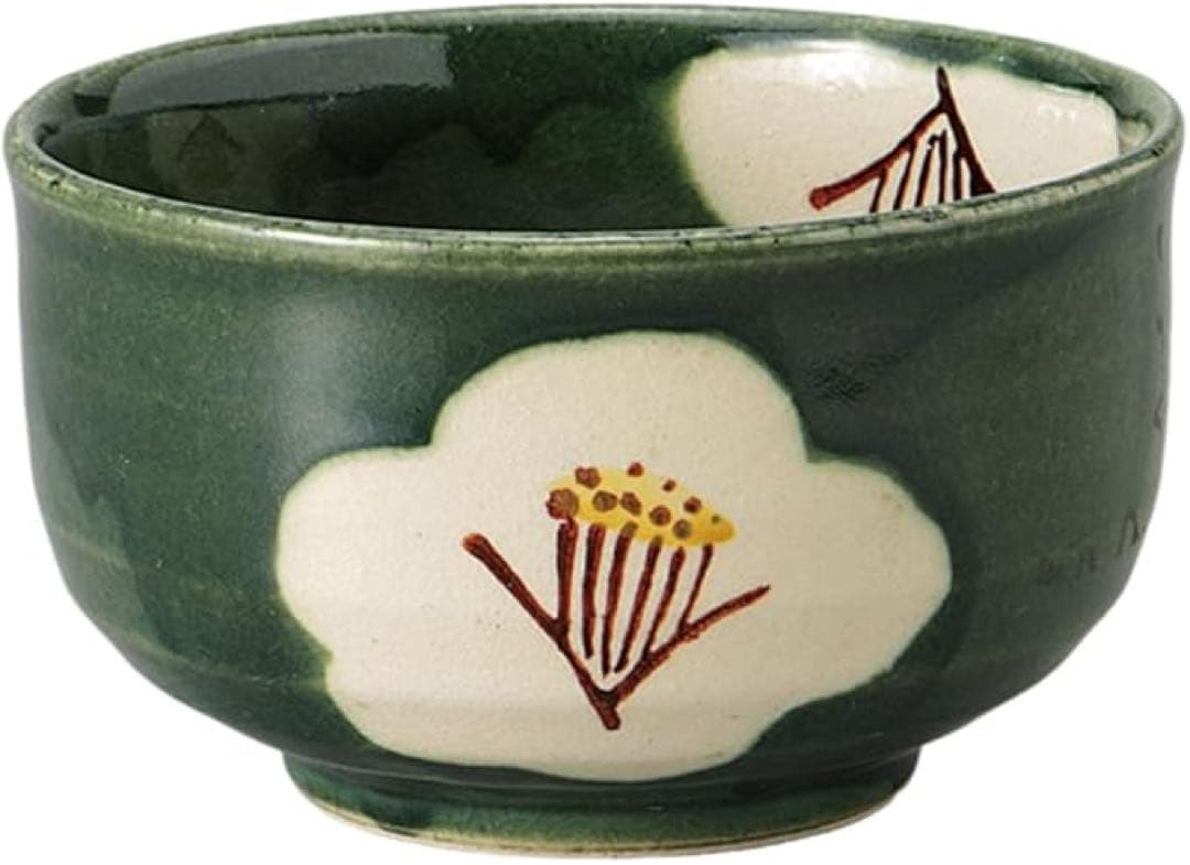 抹茶碗 12.5×H7.3cm 織部椿抹茶碗 茶道 茶道具 抹茶茶碗 陶器日本製