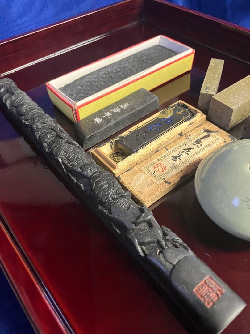 書道セット　硯　龍　筆色々